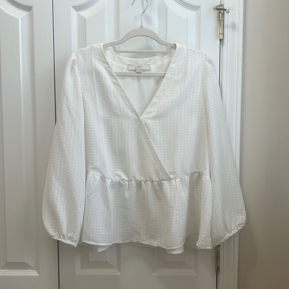Loft peplum blouse, white